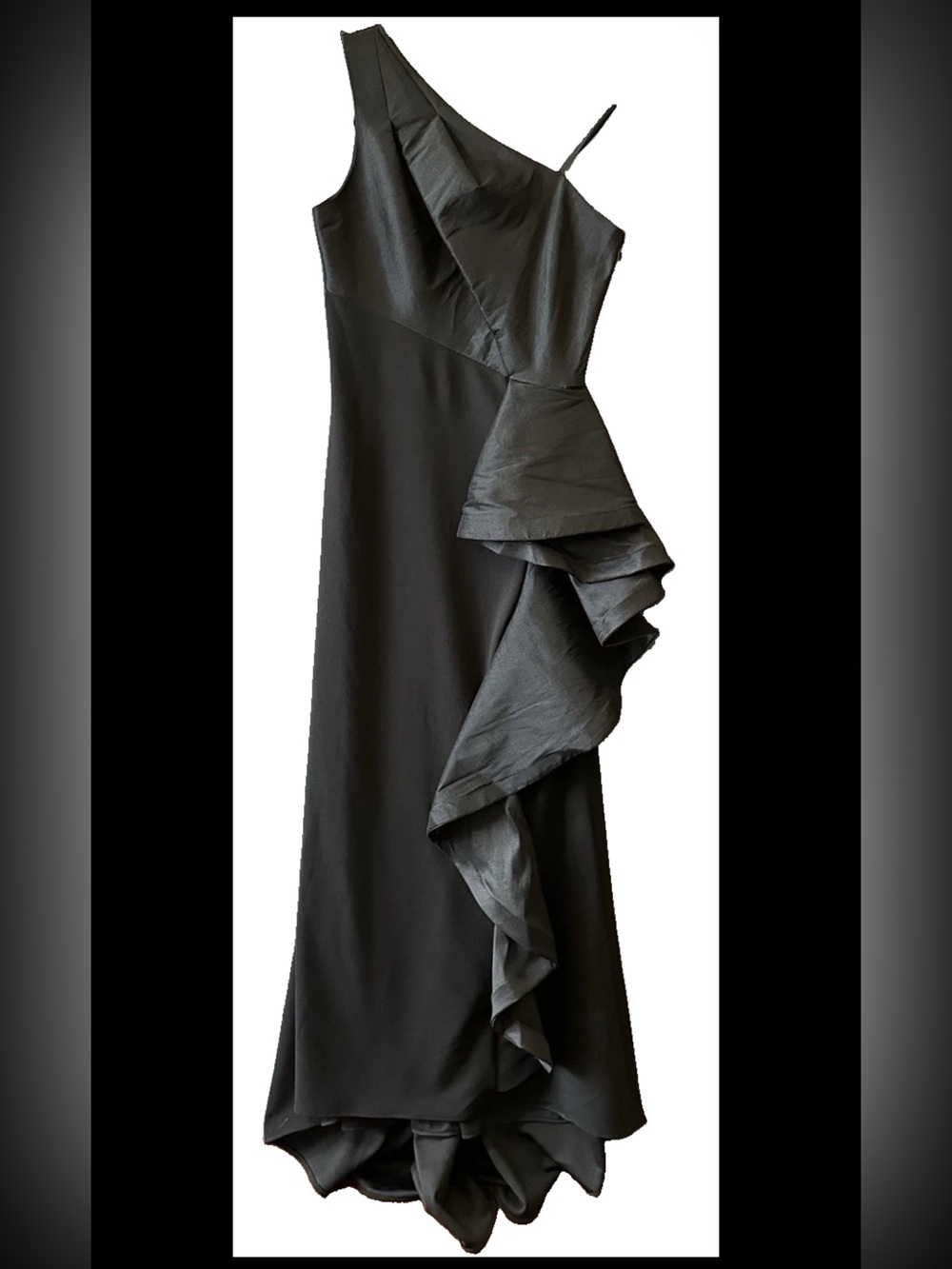 Betsy&Adam One Shoulder,taffeta/jersey Gown, Sz 10, Black, New Without Tag